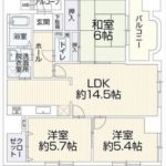 エメラルドマンション尾長　専有面積71.60㎡。3LDKの間取りです。