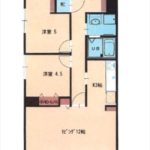 海光グランドマンション　専有面積58.04㎡。2LDKの間取りです。(間取)