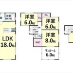 呉市焼山宮ヶ迫1丁目新築 建物面積108.47㎡。4LDK+小屋裏収納の間取りです。 呉市焼山宮ヶ迫1丁目新築 建物面積108.47㎡。4LDK+小屋裏収納の間取りです。