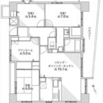 ロイヤルアーク比治山橋　専有面積85.19㎡。3SLDK+WICの間取りです。(間取)