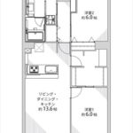 藤和東大橋ハイタウン　専有面積64.41㎡。2LDK+WICの間取りです。