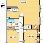 牛田早稲田パークホームズ　専有面積74.65㎡。2LDKの間取りです。(間取)