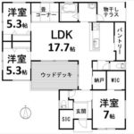 呉市焼山東3丁目新築　建物面積103.60㎡。4LDK+納戸+WICの間取りです。