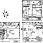 中区南千田東町新築　建物面積107.64㎡。3LDK+納戸の間取りです。