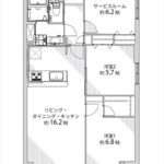日商岩井光町ハイツ　専有面積75.14㎡。2SLDK+WICの間取りです。
