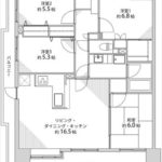 新井口パークホームズ　専有面積88.76㎡。4LDK+WICの間取りです。