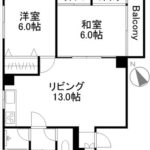 サンコーポ中広　専有面積50.43㎡。2LDKの間取りです。(間取)