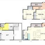 南区皆実町6丁目新築　建物面積115.89㎡。3LDK+納戸の間取りです。(間取)