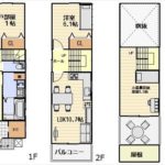 中区白島北町新築　建物面積67.53㎡。1LDK+納戸+屋根裏収納の間取りです。
