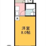 ヴェル八丁堀　専有面積22.33㎡。1Kの間取りです。