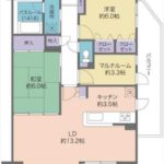 ライオンズマンション三本松　専有面積70.69㎡。2LDK+マルチルームの間取りです。