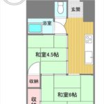 シャンボール東雲　専有面積32.04㎡。2Kの間取りです。