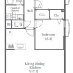 イトーピア舟入マンション　専有面積64.26㎡。2LDKの間取りです。