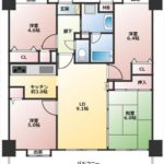 ダイアパレス府中グランアベニュー　専有面積72.62㎡。4LDKの間取りです。(間取)
