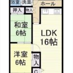 サンピア牛田Ｃ棟　専有面積64.09㎡。2LDKの間取りです。
