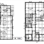 安芸郡海田町蟹原1丁目新築　建物面積105.79㎡。4LDK+納戸+WICの間取りです。
