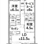 ラルステージ仁保新町公園　専有面積65.87㎡。2SLDKの間取りです。(間取)