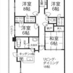 フローレンス牛田新町グランドアーク　専有面積106.18㎡。4LDK+3WIC+納戸の間取りです。(間取)