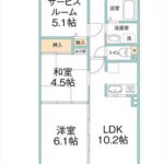 ロイヤルパレス曙町　専有面積57.31㎡。2SLDKの間取りです。