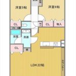 ローレルコート古江　専有面積70.70㎡。2LDKの間取りです。