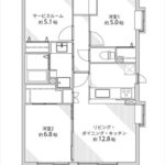 アステージ大手町　専有面積65.71㎡。3LDK+WICの間取りです。(間取)