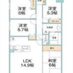 エスパス住吉町パークアベニュー　専有面積76.12㎡。4LDKの間取りです。