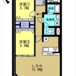 オアシスマンションプレジデント山陽　専有面積73.79㎡。2LDKの間取りです。